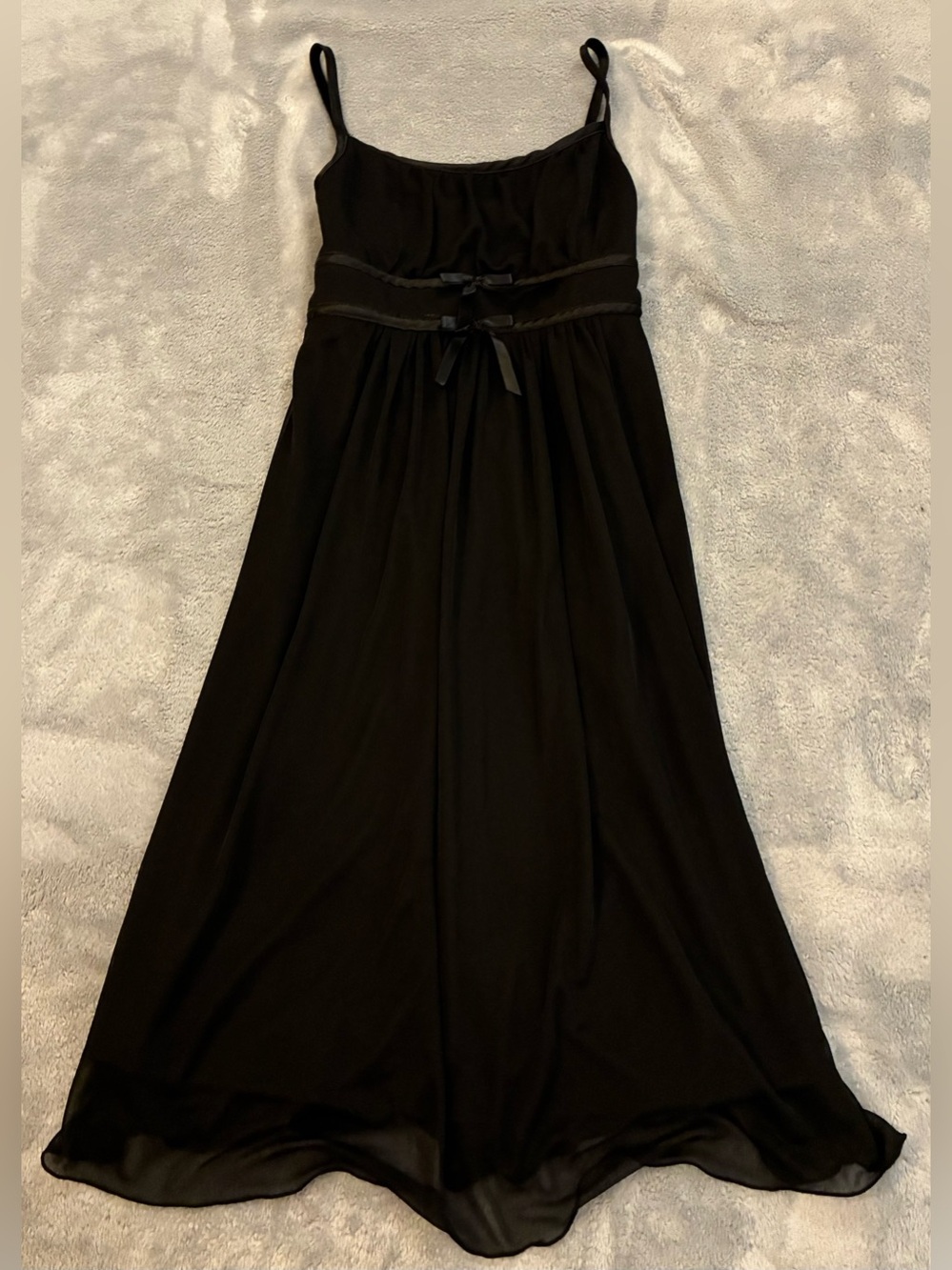 Little Girls Black Spaghetti-Strap Maxi Dress - Classic Elegant Style Size 10